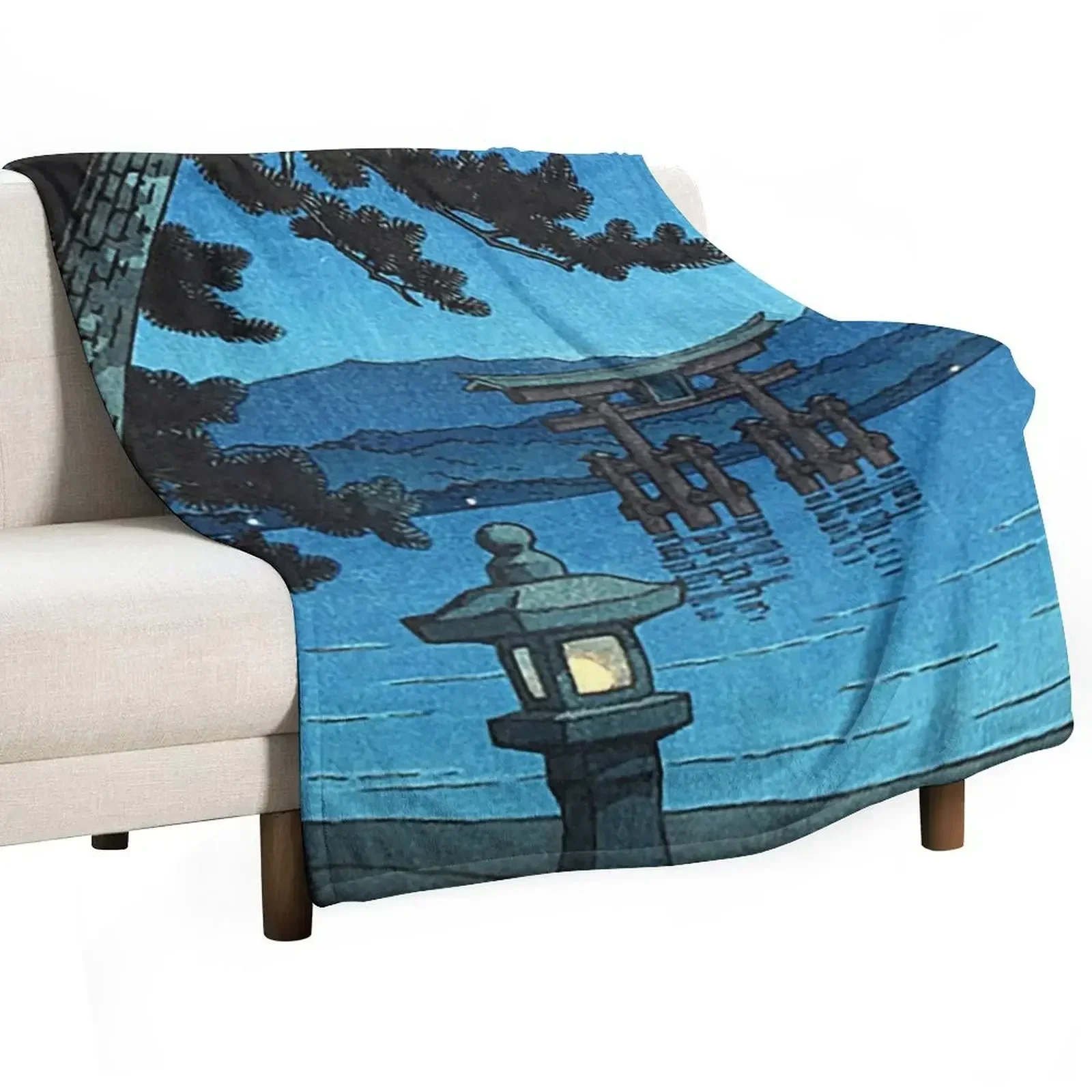 Moonlit Night - Hasui Kawase Throw Blanket Beach heavy to sleep Extra Large Throw Soft Big Blankets