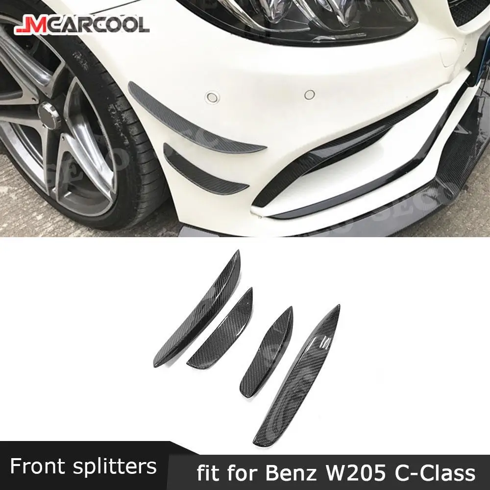 

Передний бампер автомобиля из углеродного волокна, боковые разветвители, плавники, крылышки для Mercedes Benz C Class W205 C63 AMG C205 C300 Sedan Coupe 2015-2017