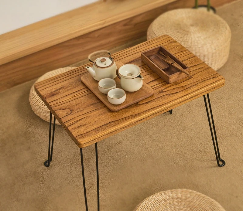 Elm solid wood folding coffee table, large low table, bay window kang table, tatami mat