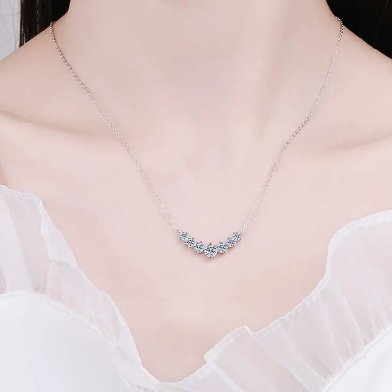 أحجار كريمة ساتشي-قلادات دلاية ماسية للنساء ، مجوهرات حفلات زفاف متلألئة ، قلادة فضة GRA S925 ، D VVS1 ، 1.7 قيراط