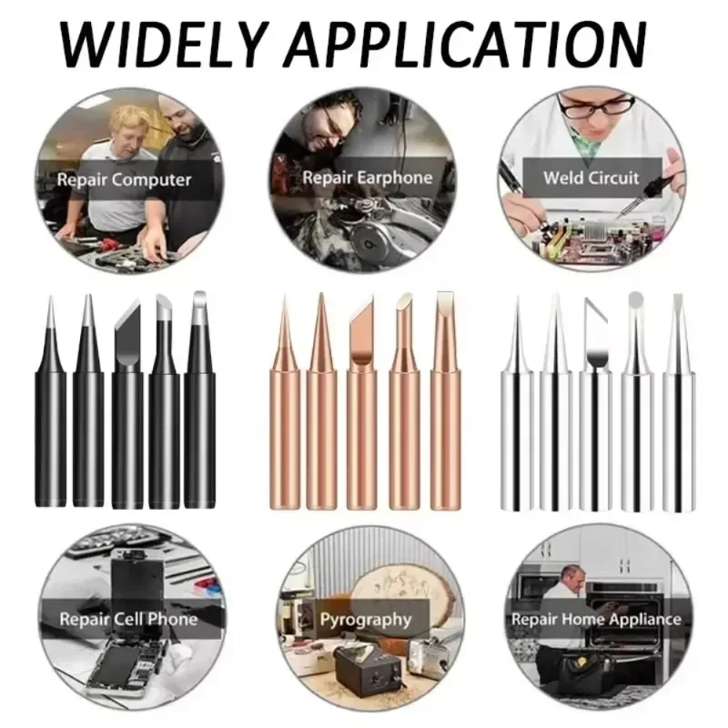 Hot Sell 5Pcs Electric Soldering Iron Head Tool Copper Welding Head 900M-I-B-K Pure Copper Soldering Iron Welding Equipment Weld