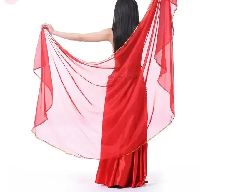 250*120cm Stage Performance Belly Dance Scarf Shawl Light Texture Half Circle Veils Professional Women Belly Dance Veil Chiffon