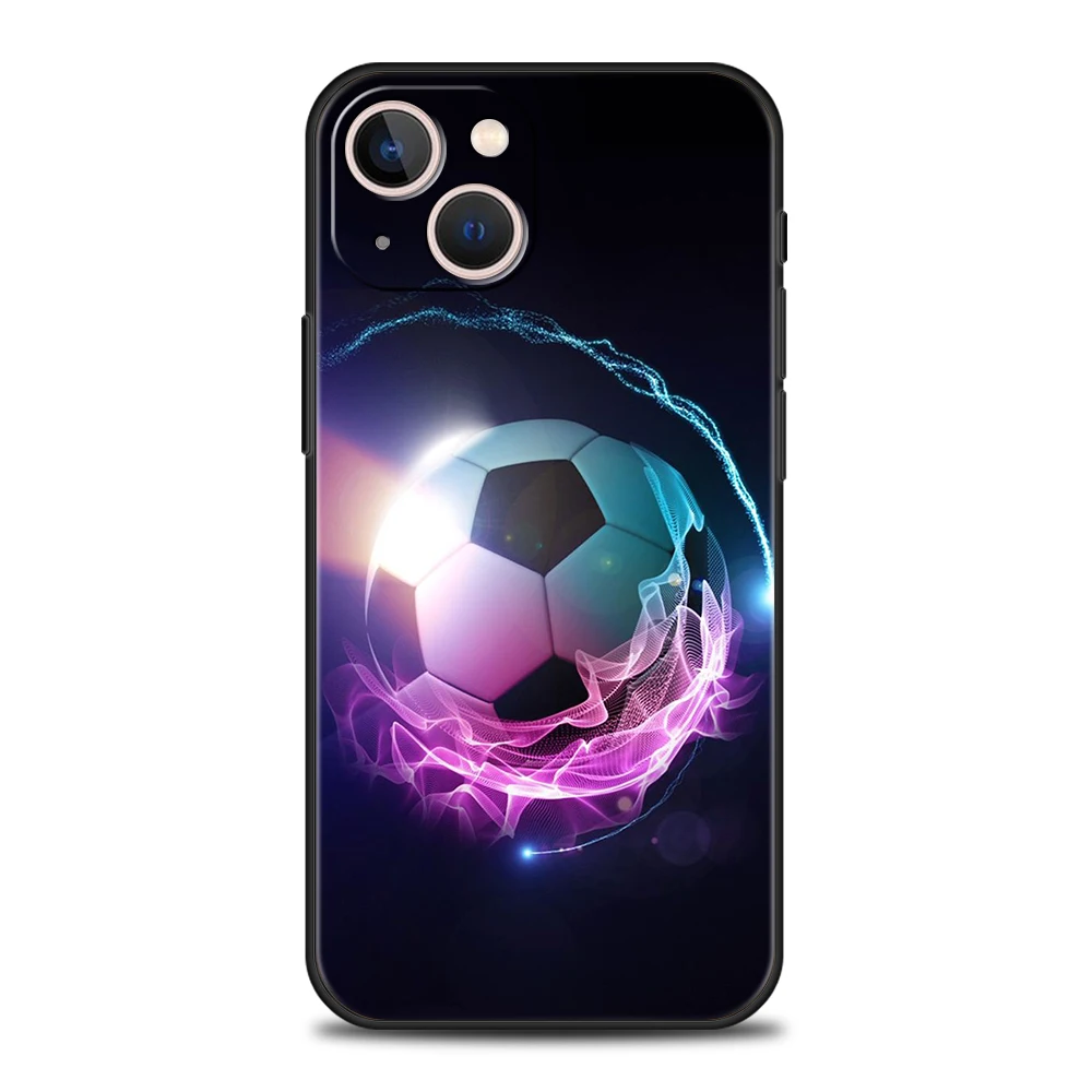 Voetbal Sport Voetbal Telefoonhoesje Cover Voor Iphone 16 15 14 13 12 Pro Max Xr Xs 11 7 8 Plus Schokbestendige Siliconen Softshell Tas