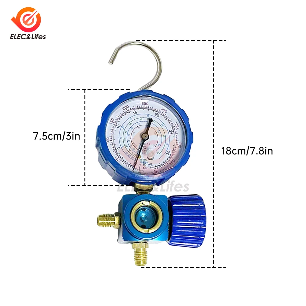 Air Conditioner Refrigerant Low and High Pressure Gauge for R410A R134A R22 R404A A/C Diagnostic Refrigerant Charging Tool