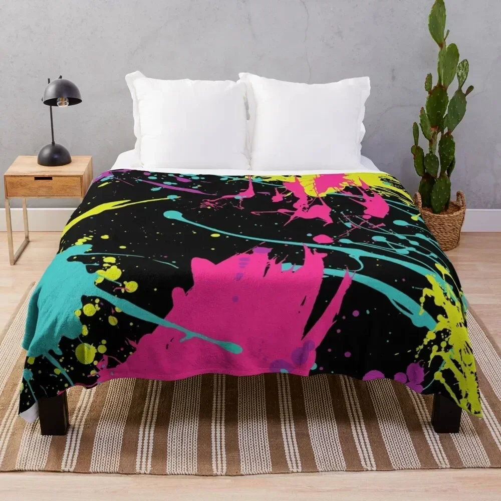 

Splatter Paint Black Throw Blanket Breathable Lightweight Blanket for Adults Kids
