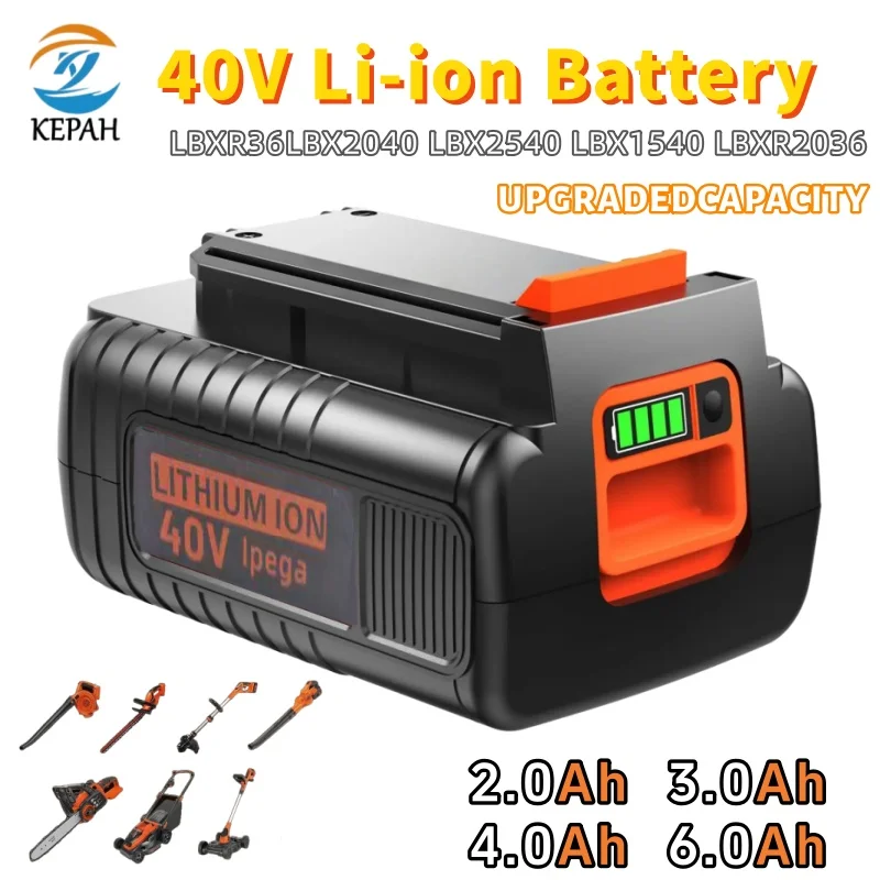 40V 2.0-6.0Ah Rechargeable Li-Ion Battery | Compatible with Black & Decker 40V Tools, Fits LBX2040/LBX36/LBXR36/LBXR2036/BL2036
