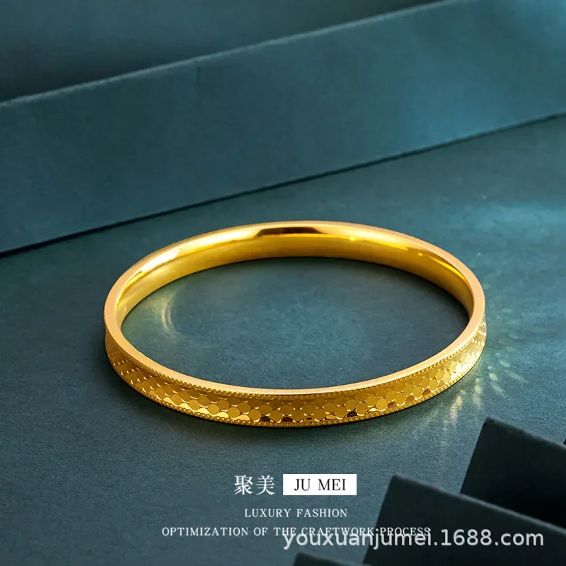 GoldEclat   Luxury 24K 9999 Pure Gold real gold Long Scale Lady Bracelet Sparkling Thickened Long Scale Bracelet