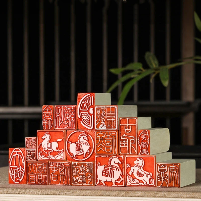 Qingtian Stone Horse Pattern Finished Stamps Calligraphy Painting Collection Book Motto Blessing Words Personalised Seals Gift