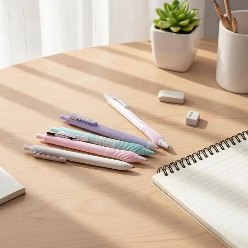 5pcs Retractable Gel Pen Korean Simple Transparent Smudge Proof Ink Pens for Office School Diary Writing Gift