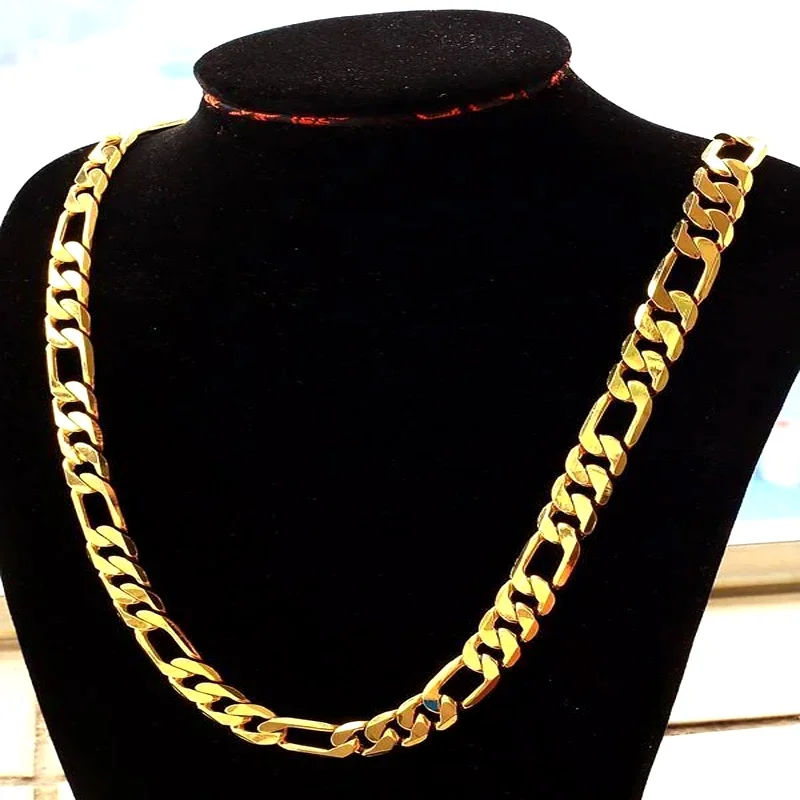

Pure Gold 925 Silver Men Women Necklace Jewelry 18K Gold 8MM Chain Necklace Wedding 20in 50cm