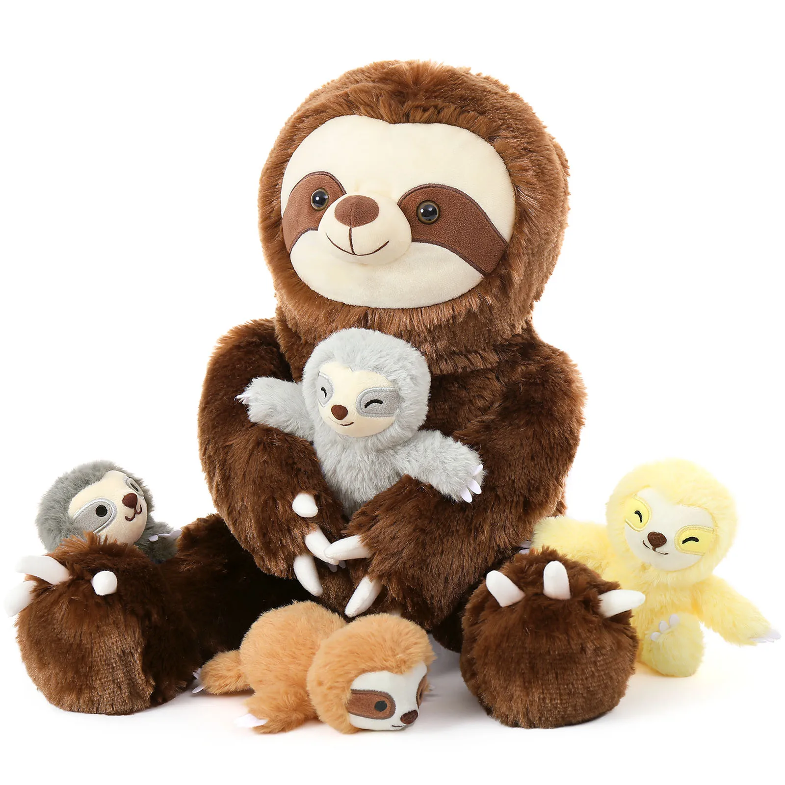 

Tezituor Sloth Stuffed Animal with 4 Cute Babies, 23.6" Large Soft Sloth Plush Toy Realistic Three-Toed Plushies, Home Decor Bir