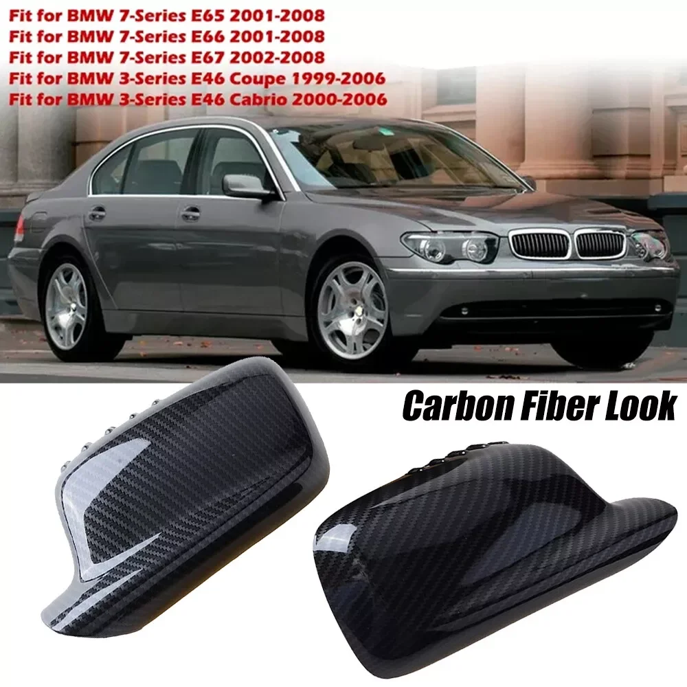 Pair Car Rearview Mirror Cover Cap For BMW E46 E65 E66 E67 2001 2002 2003 2004 2005 2006 760Li 730Li 740Li