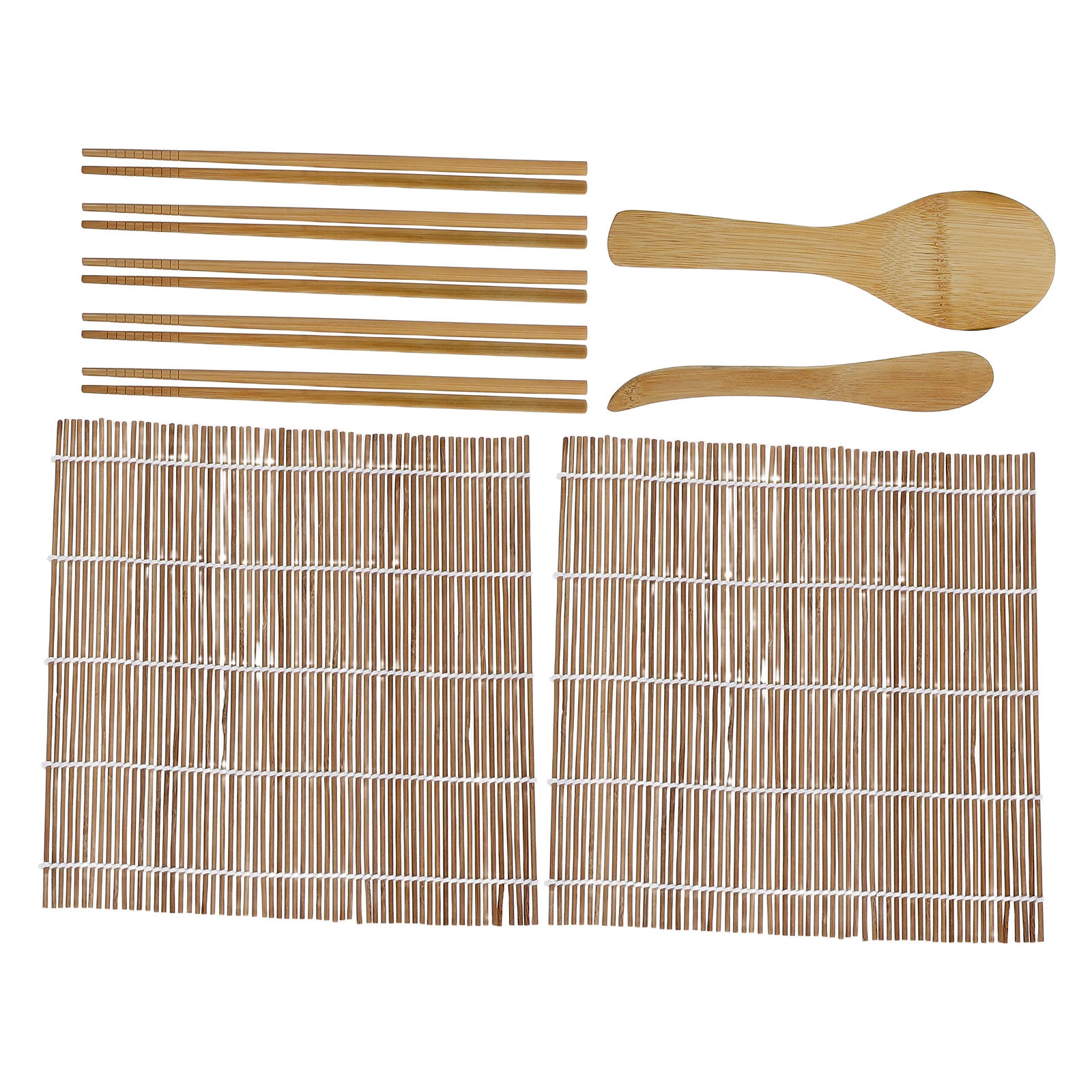 9 pcs Bamboo Making Kit Roller Mat Spatula Chopsticks Rice Paddle Spreader Japanese Cooking Tools Beginner