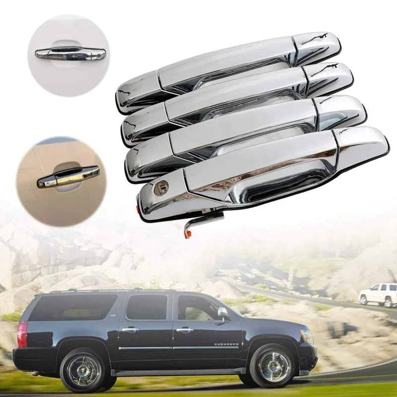 

4PCS Front Rear Driver & Passenger Side Exterior Chrome Door Handle for Cadillac Escalade 2007-2014 Car Accessories