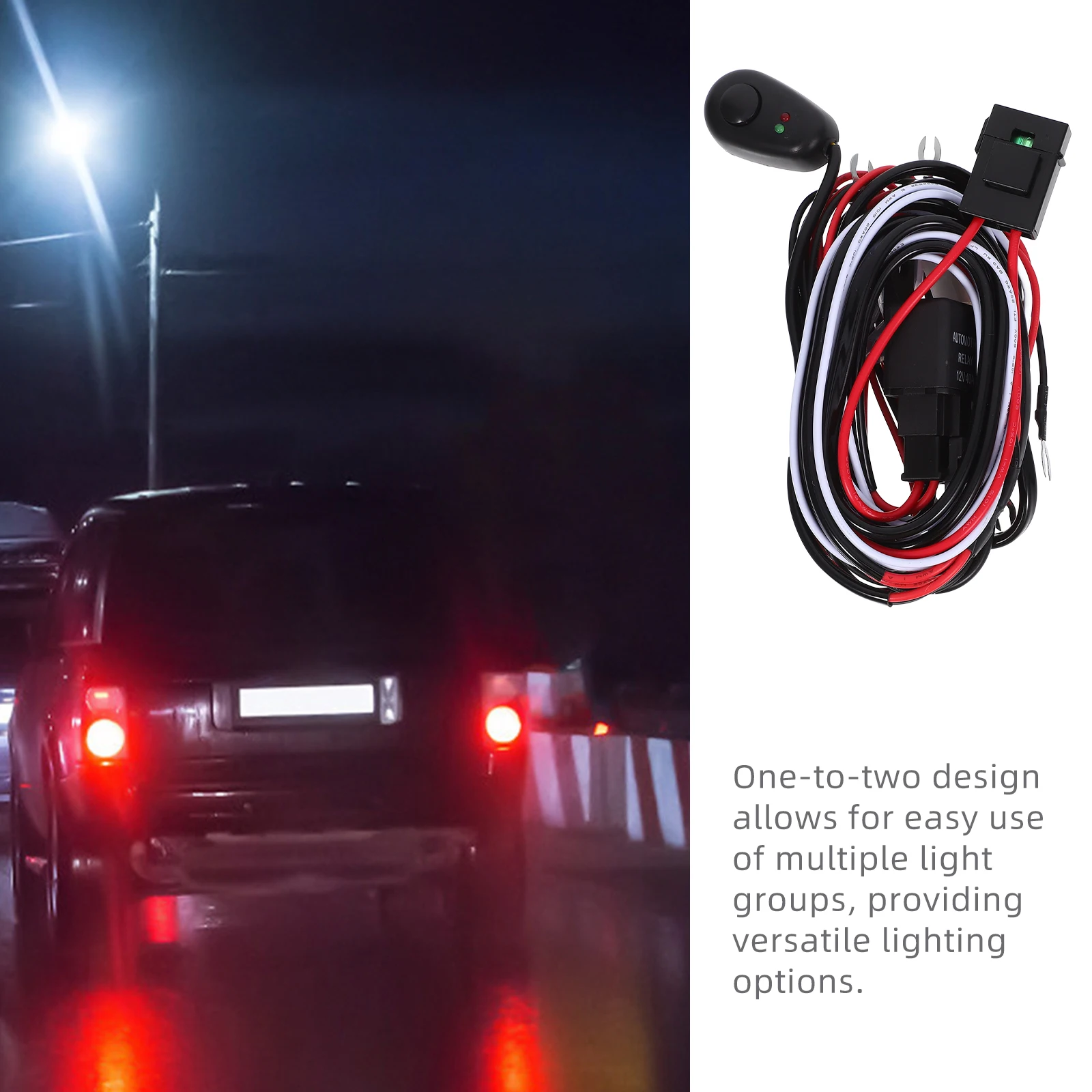 

1 Set Led Work Wiring Harness Kit 12V Off-Road Vehicle Illumination One-To-Two Design Multiple Groups Fog Switch Wire Durable