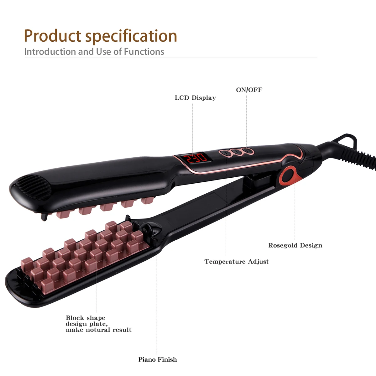 Flat Iron Straightener ผม Curling Irons แหนบผมลูกฟูก Crimper Volumizing เหล็กยืดผมเซรามิค Curler