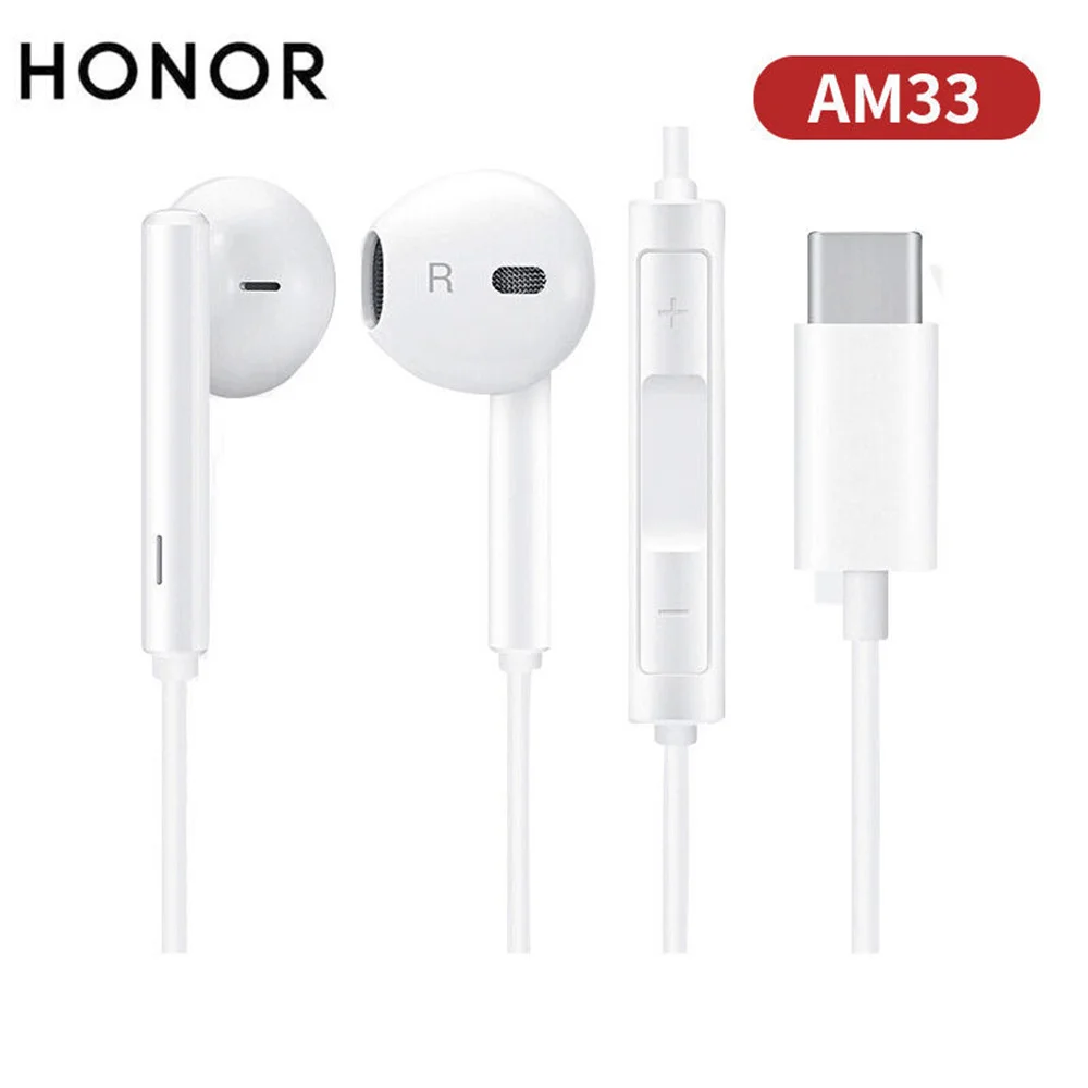 AM33 Honor Type C Earphone In-Ear Wired Headset With Microphone Volume Control For Honor 200 100 90 Pro 90GT Magic 6 5 4 Pro VS2