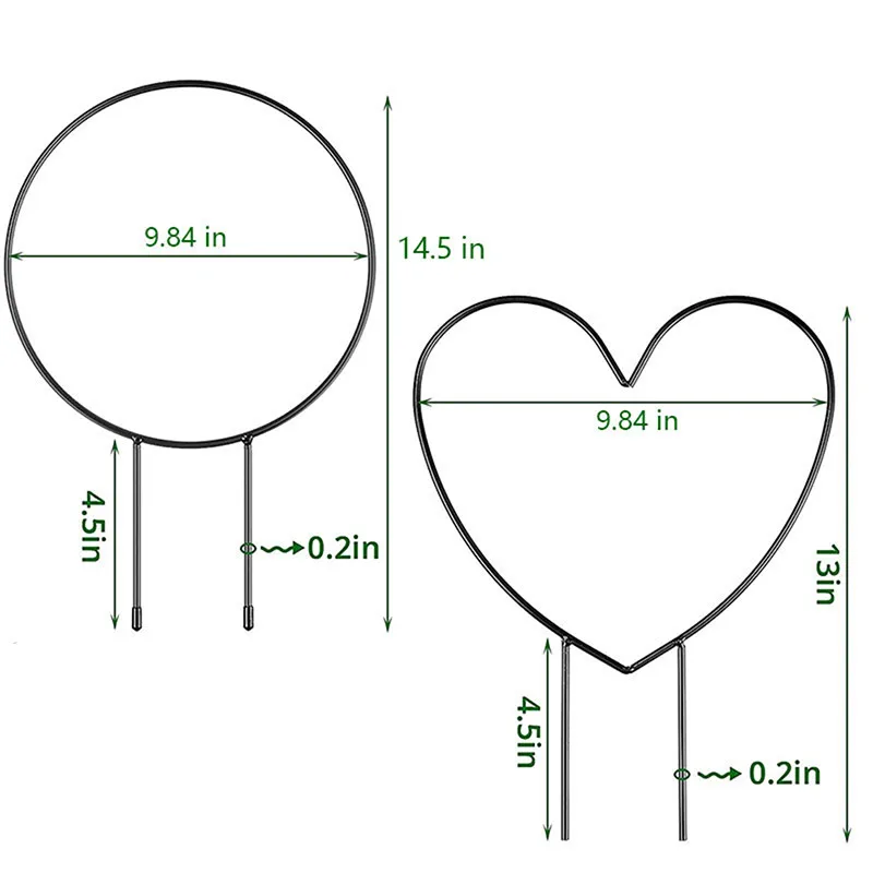 1pcs Iron Garden Plant Support Stake Stand Heart-shaped Round Vine Climbing Rack Flower Plant Trellis Support Frame Garden Decor