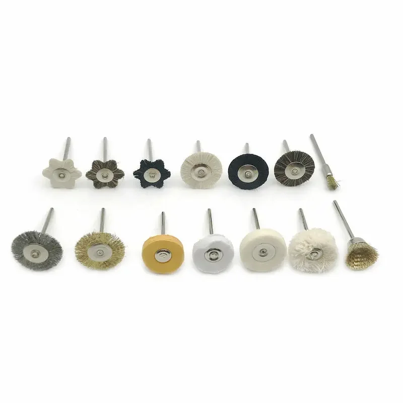 14pcs/set Dental Lab Brush Polishing Wheel Polishers for Rotary Tools 2.35mm Shank Dental HP Polisher Brush