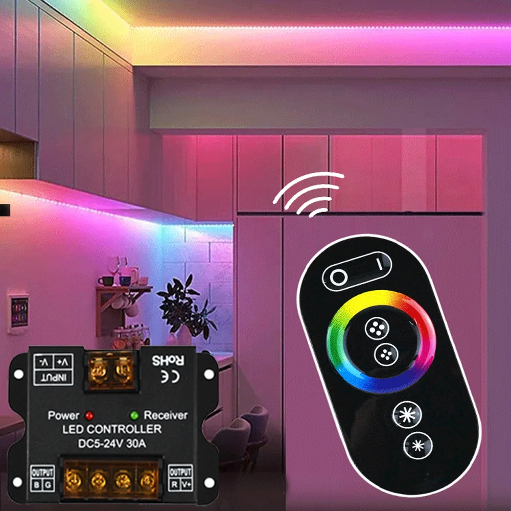 Iron Shell 30A Controller ad alta potenza Touch Telecomando DC5-24V 30A6Key RF Singola luce Cct Rgb Smd Cob StripDimmer Controller