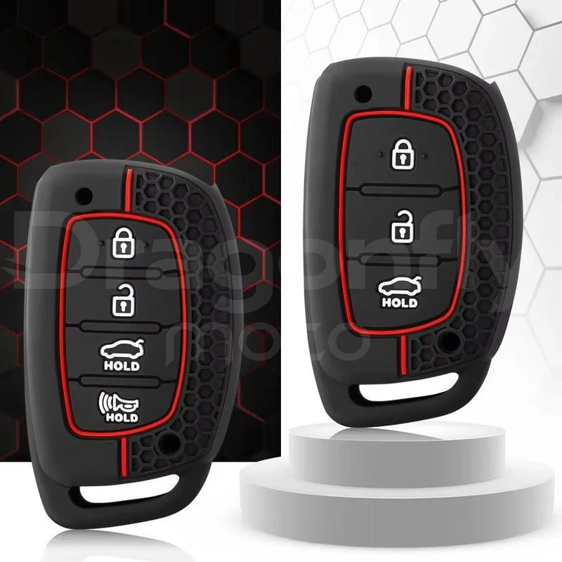 

For Hyundai Tucson Santa Fe Sonata Ix45 I40 2016 2015 2014 2013 2012 Silicone Remote Car Key Fob Ring Case Cover Holder 4 Button