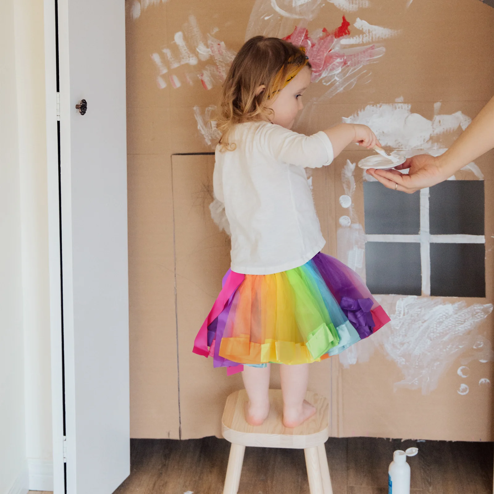 

Layered Rainbow Ribbon Tutu Skirt Dress Ballet Tiered Color Exquisite Handcraft Suitable Children Skin