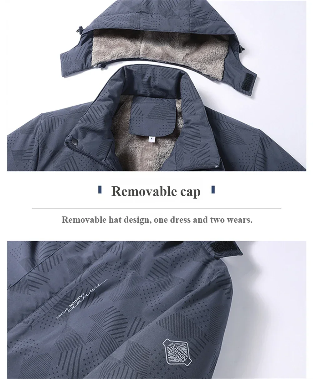 الشتاء الرجال عادية التمويه سترات في الهواء الطلق سميكة الدافئة ملابس الرجال أفخم مطبوعة جاكت مزود بغطاء للرأس يندبروف الرياضة سترة معطف #6