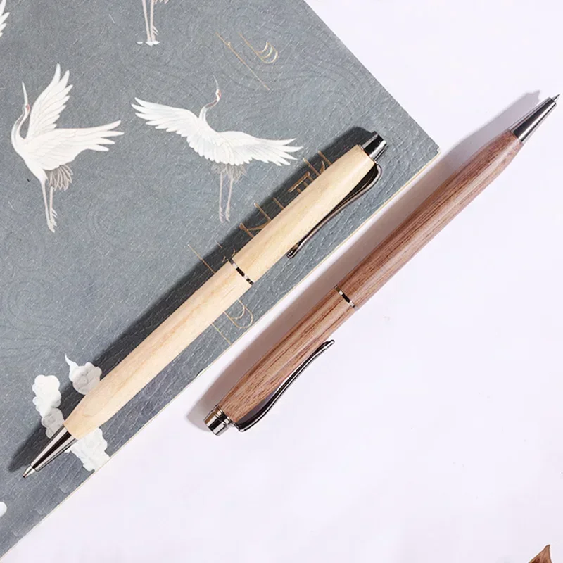 0.5mm 1Pcs Large Capacity Walnut Maple Wooden Ballpoint Pens Office Signature Pens Students Writing Painting School Kawaii Gifts