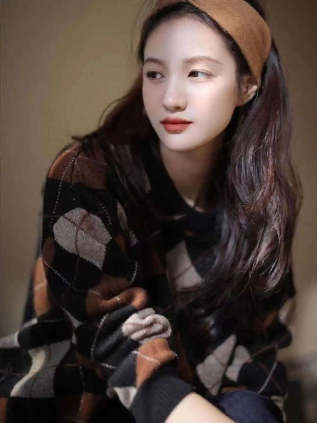 

Осенне-зимний вязаный свитер с круглым вырезом для женщин, свободный, утепленный, в ретро-стиле, с ромбовидным узором, длинный, базовый, теплый, термо-топ