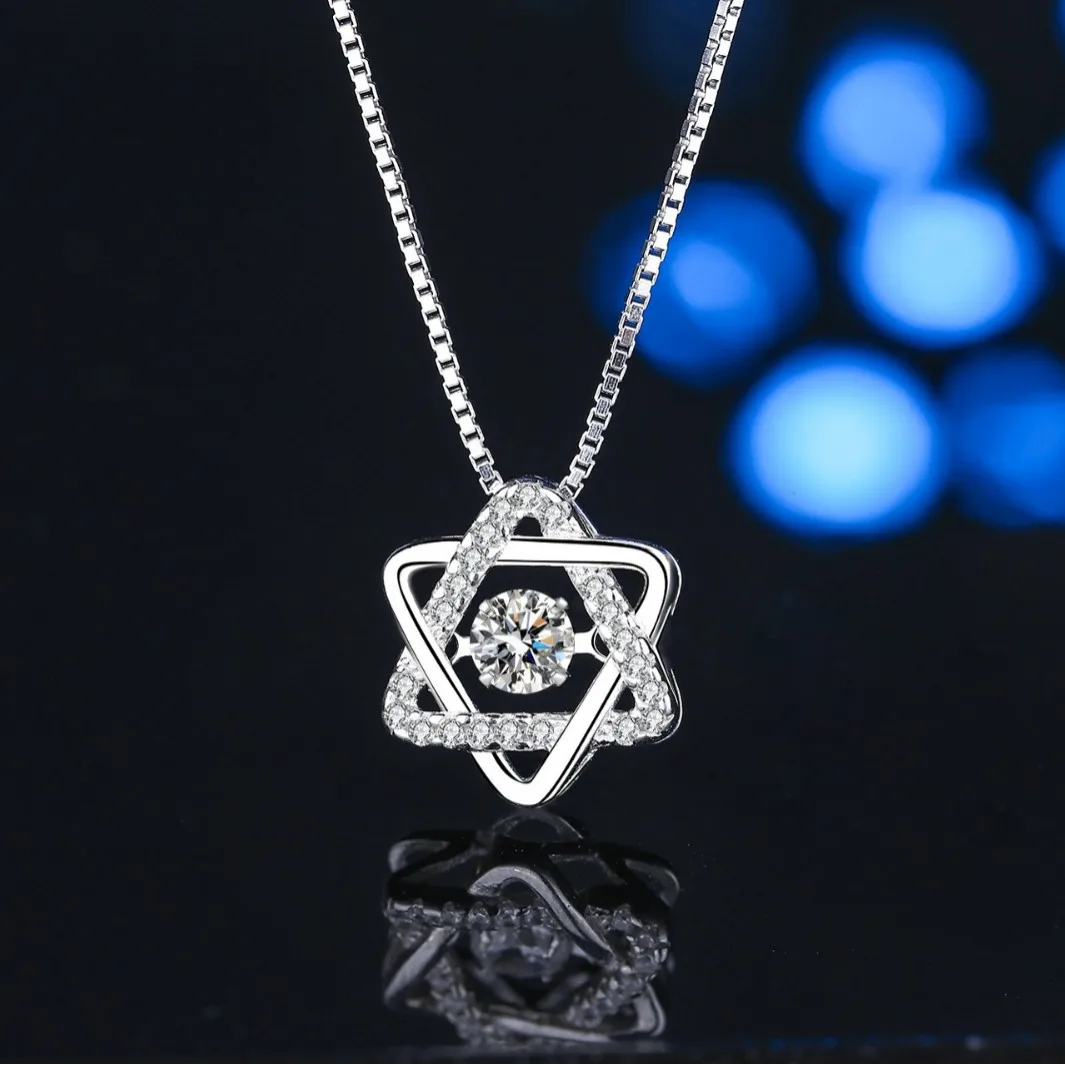 Real Moissanite Diamond Hexagram Pendant Necklace For Women Men 925 Sterling Silver Star of David Fine Jewelry Choker Party Gift