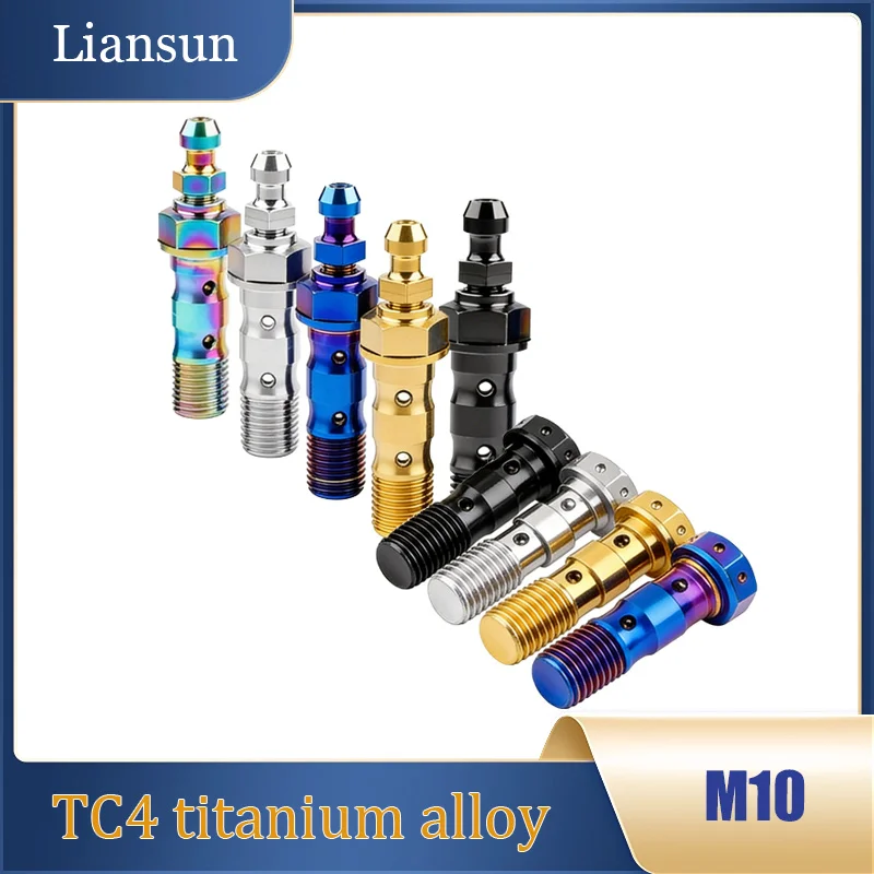 2/4Pcs Titanium Bolt M10xP1.0/1.25mm Banjo Bolt Oil Pipe Screw for Brembo Brake Line&Double Hole Clutch Bolt with Bleeder Valve