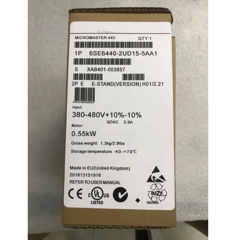 

Новый микромастер 6SE6440-2UD15-5AA1 440 без фильтра 3AC380-480V + 10/-10% 47-63Hz 6SE6 440-2UD15-5AA1