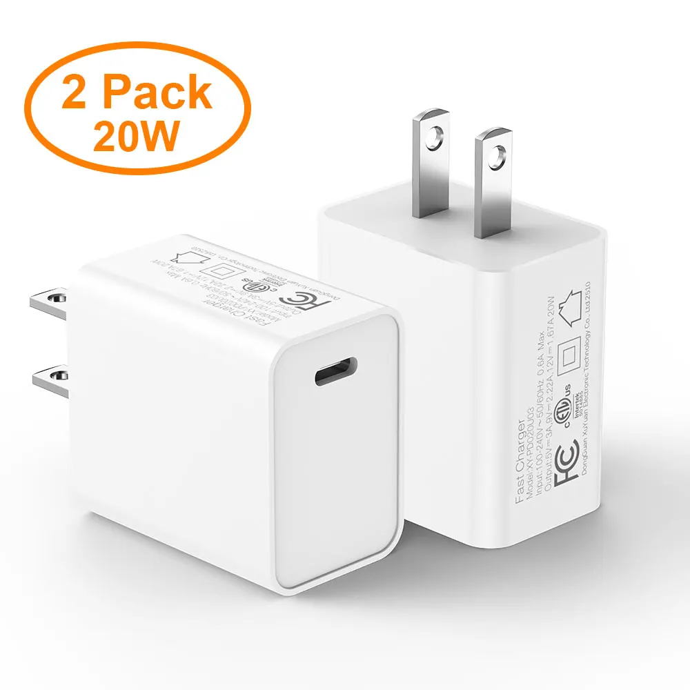 20W Charger Ports Adapter Type C PD+QC  Compact Travel Charger for iPhone 18/17/16/15/14/13/12/11, iPad, Galaxy Google & more US