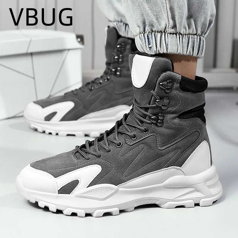 Men\'s Boots Flat Heel Casual Heighten Non-slip Platform Fashion High Top Wear-Resistant Comfortable Spring and Autumn Main Push