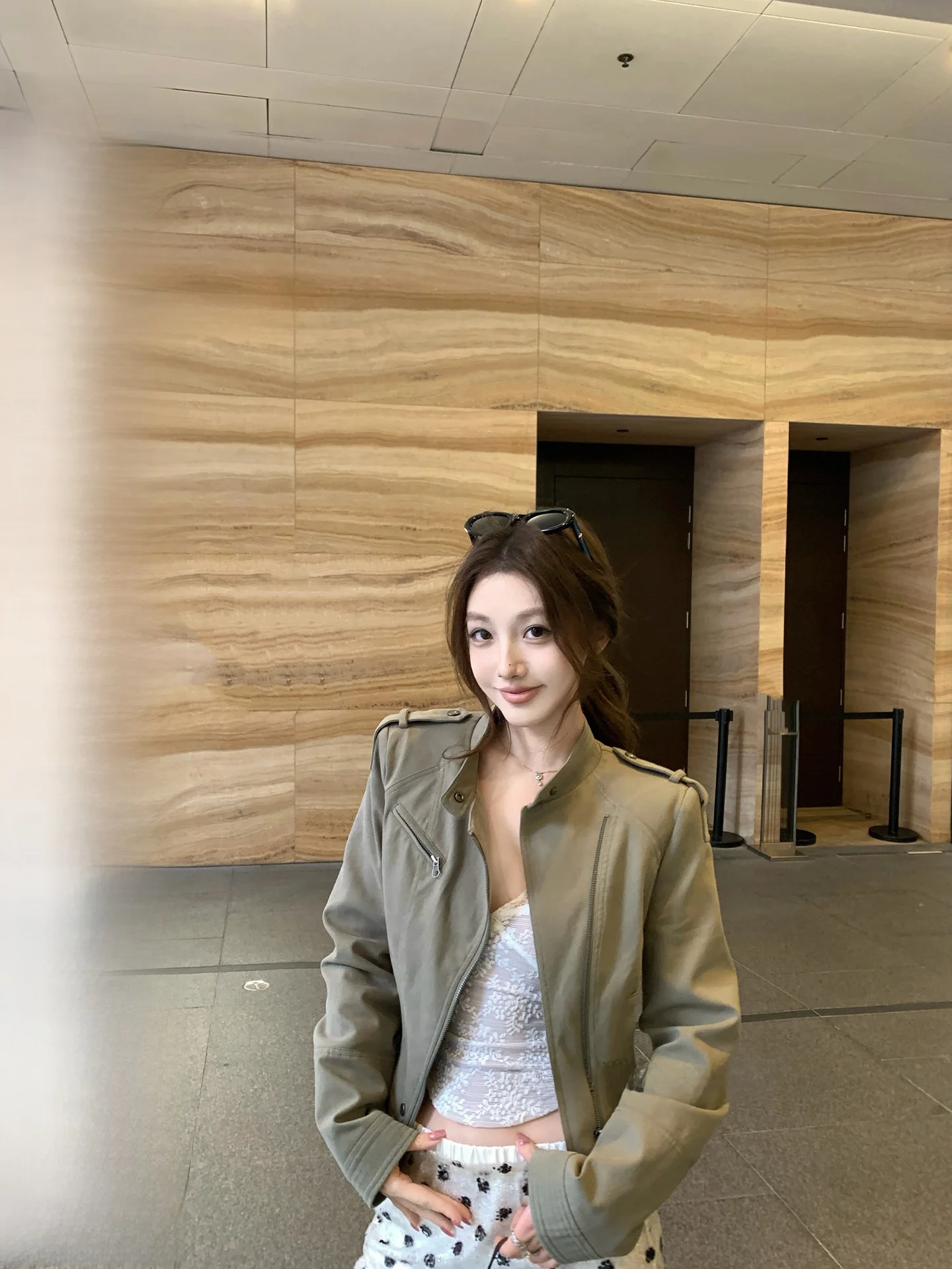 

Chestnut a Women's Zipper Jaet ort Coat Vintage Workwear oulder Length Stand Collar Warm Cotton Street Sle