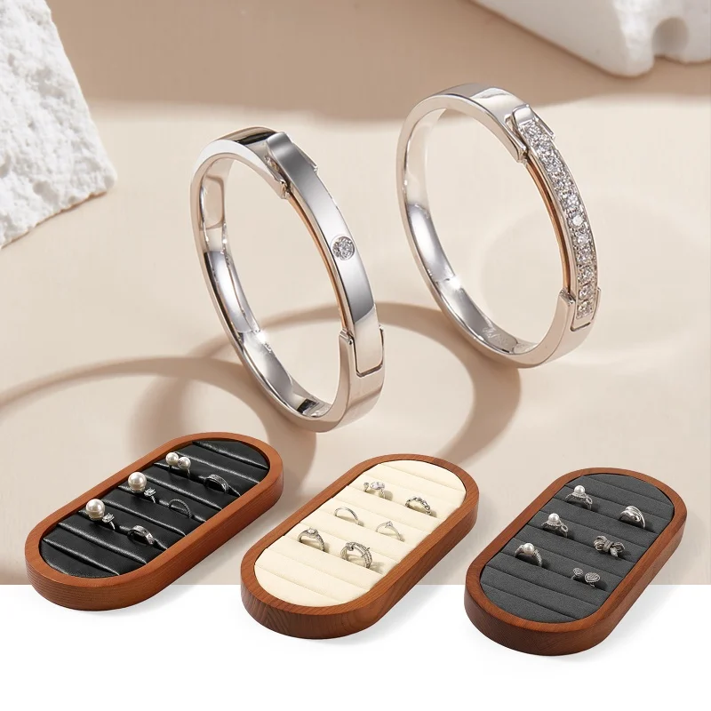 Oirlv Solid Wood Ring Storage Tray Ring Organize Home Storage Tray Jewelry Display Tray Counter Ring Rack Display Accessory Gift