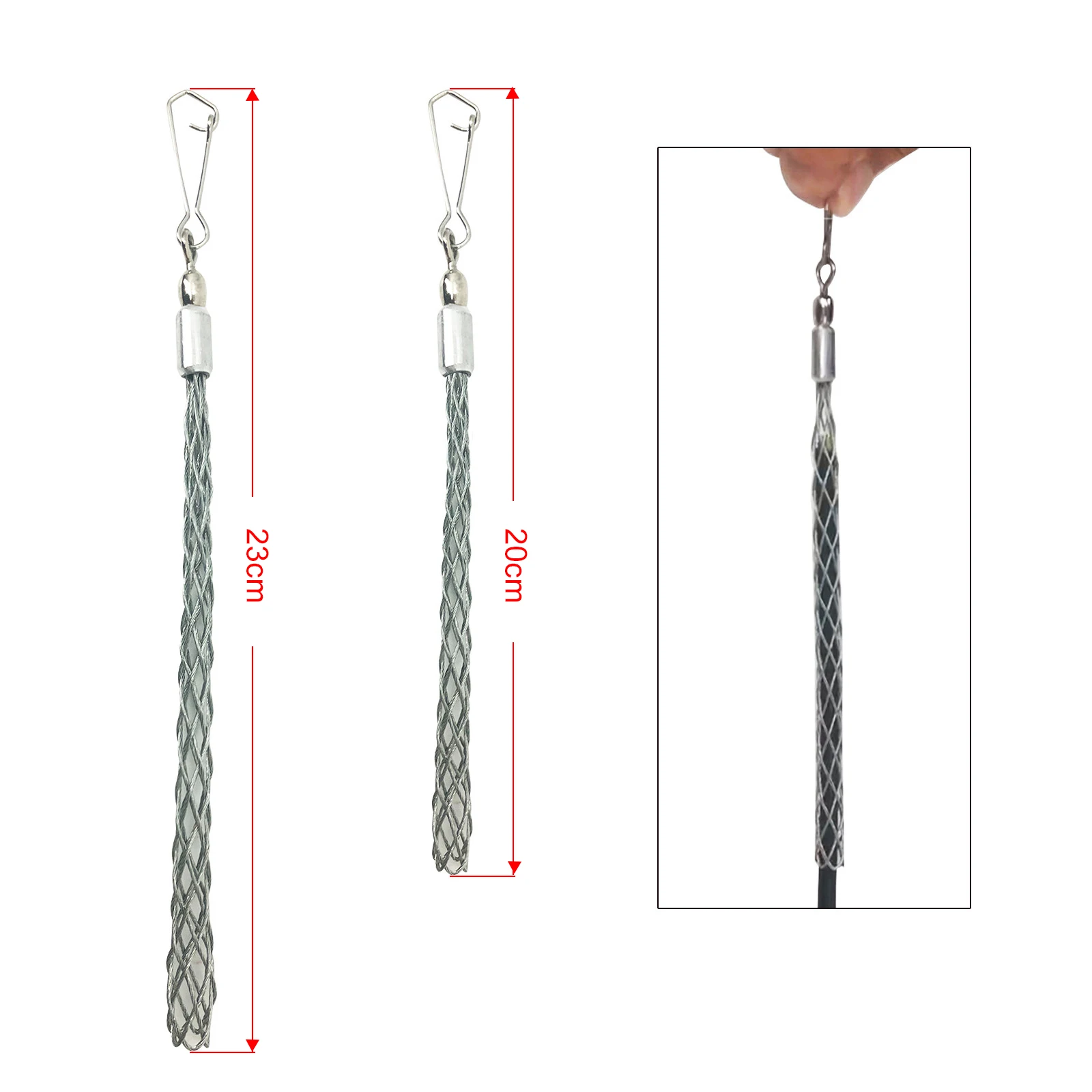 Cable Pulling Grip Sock Galvanizing Steel Cable Sock Kit Antislip Flexible Eye Mesh Rope Pipe Cable Wire Pulling Grips Lassos