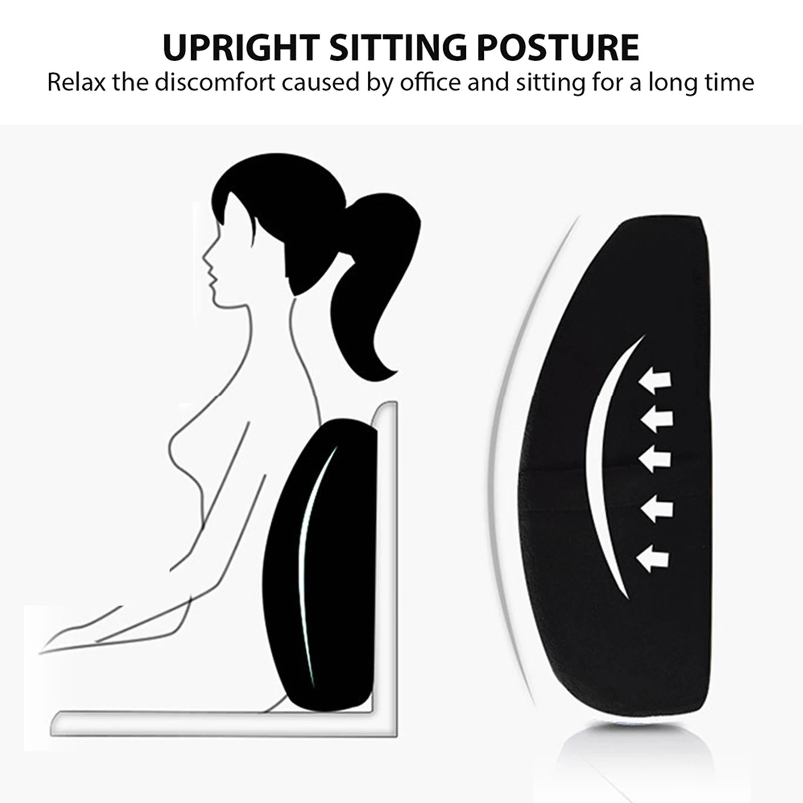 Back Support Cushion for Office Chair Large Perfect Cushion Memory Foam Lumbar Pillow for Car, Computer and Desk Seat