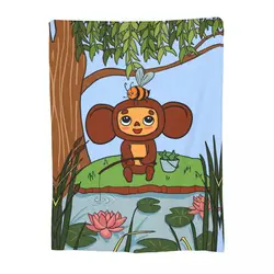 Multifunction Cheburashka Blanket Accessories Room Decorative Blanket Throw Soft Fleece for Couch