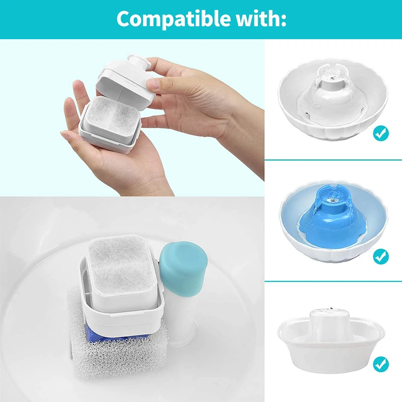 Ceramic Cat Fountain Replacement Filter, 16 Carbon Filters And 4 Foam Filters, Suitable For IPETTIE Tritone / Fiumi