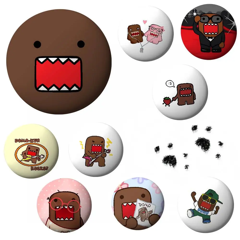 Cute D-Domo Kun Minimalist Exquisite Tinplate Brooches: Sleek Badge Lapel Pins For Bag Accessories, Practical Souvenir Gifts