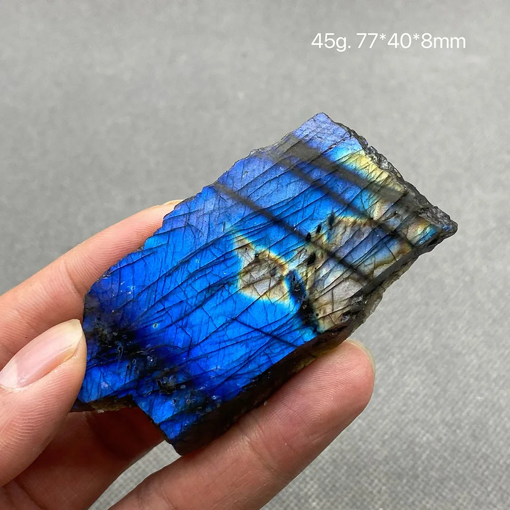 

100% Gorgeous Natural Labradorite Slice Quartz Mineral Crystal Specimen Collectible Gift Ornaments （Take pictures in wet water）