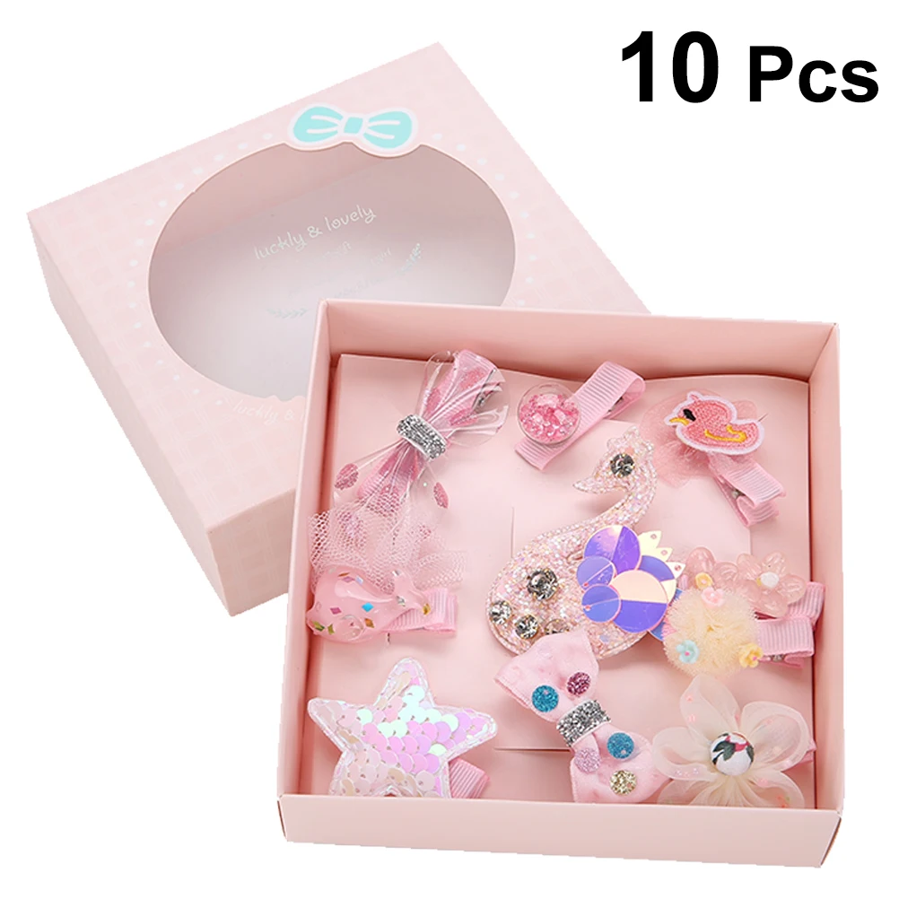 

10 Pcs Baby Hair Clip Set Durable Metal Cloth Flower Pattern Girls Accessories Hairpin Toddler Daily Festival Use
