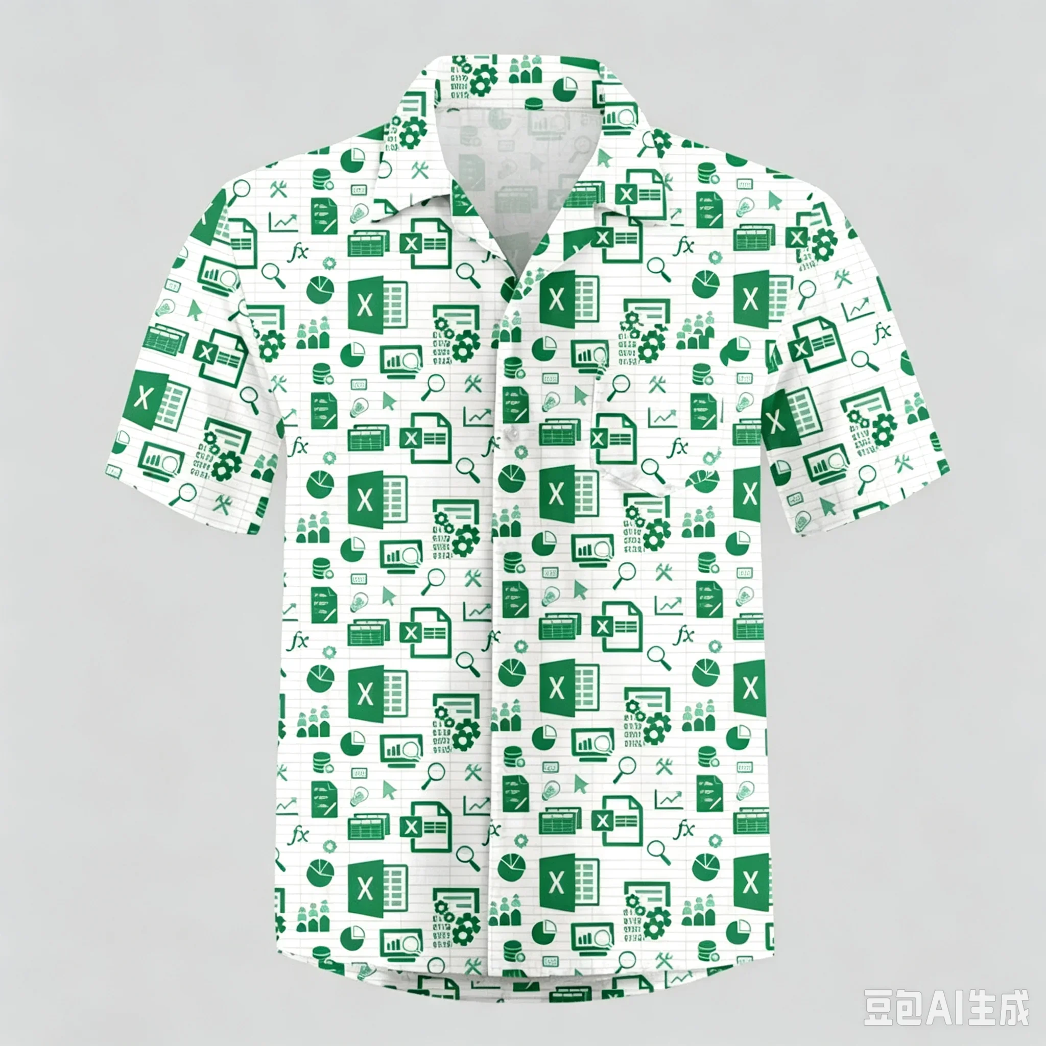3D Print Graphic Funny Excel Spreadsheet Hawaiian Shirt Leisure Vacation Style Loose Button Shirts Creative Work MEN SHIRT