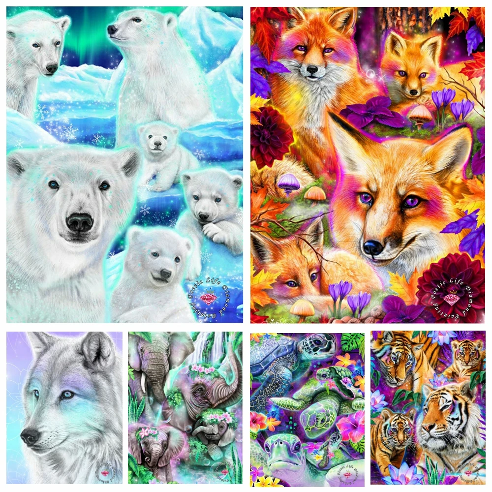 

Day Dream Bear 5D DIY Diamond Painting Colorful Flower Cartoon Wolf Animal Landscape Pictures Cross Stitch Kits Mural Home Decor