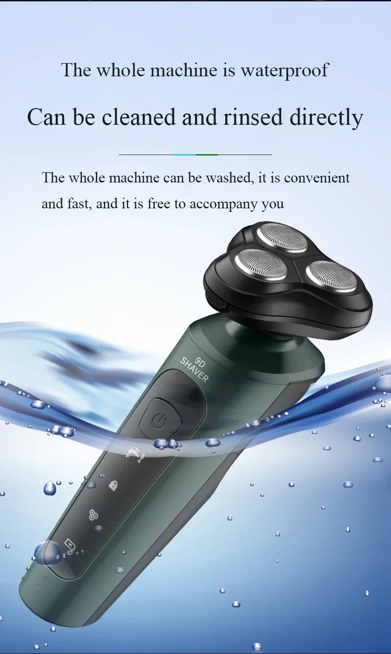 Electric Shavers for Men Waterproof Electric Trimmer Razor Wet &amp Dry Use Rechargeable Battery Rotary Shavers Machine Shaving
