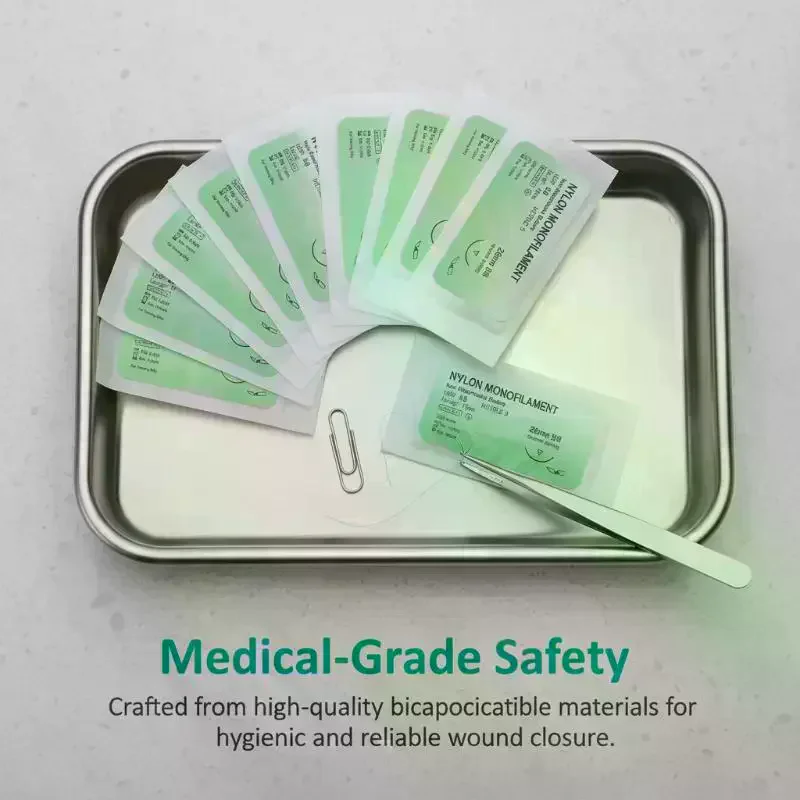 Suture Practice Kit 12 Pcs Set Nylon Monofilament Medical Needles for Clinical Skills Medical School Veterinary Training