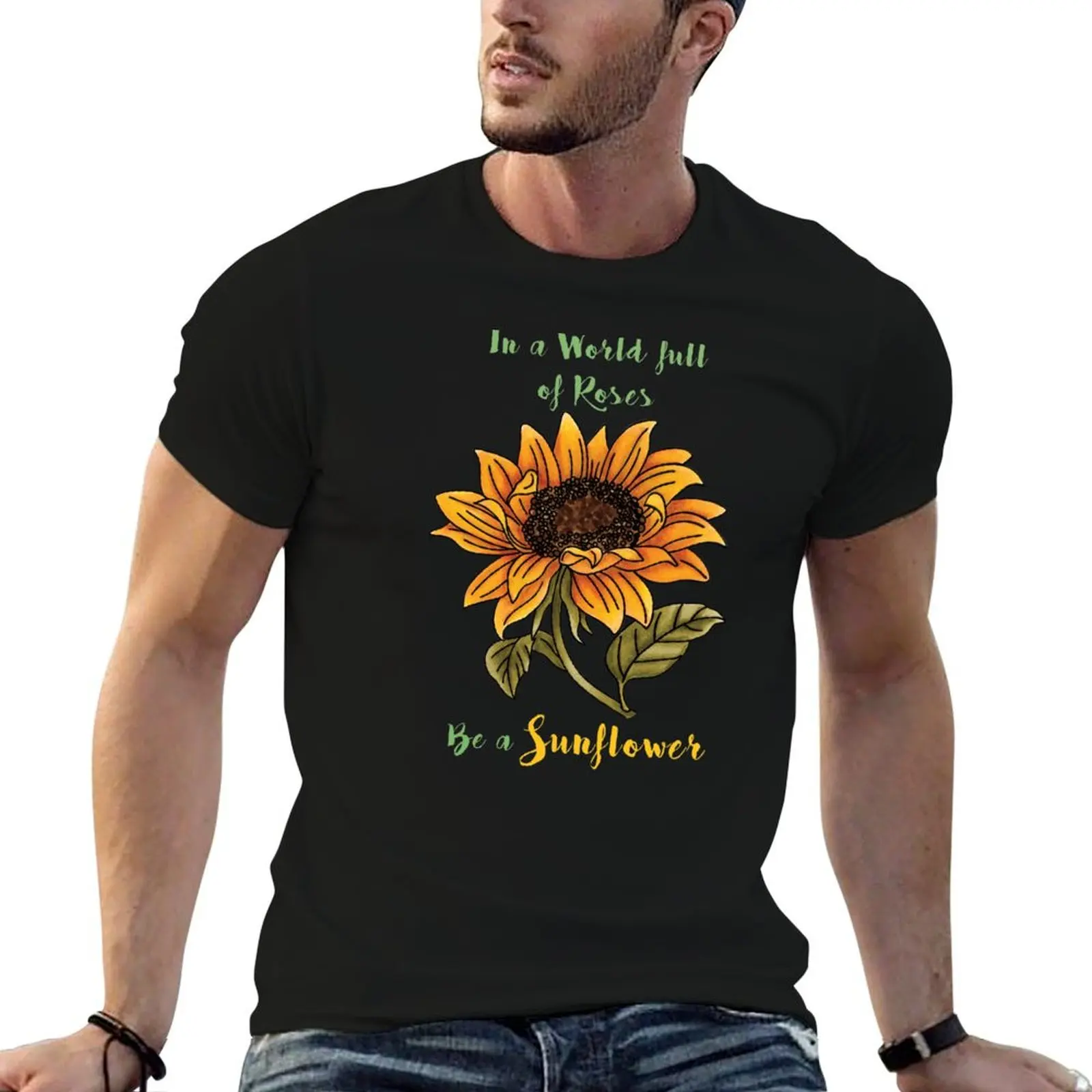 

Футболка Be a Sunflower, подарки для парня, футболки с рисунком, забавные подарки, быстросохнущая мужская футболка с рисунком