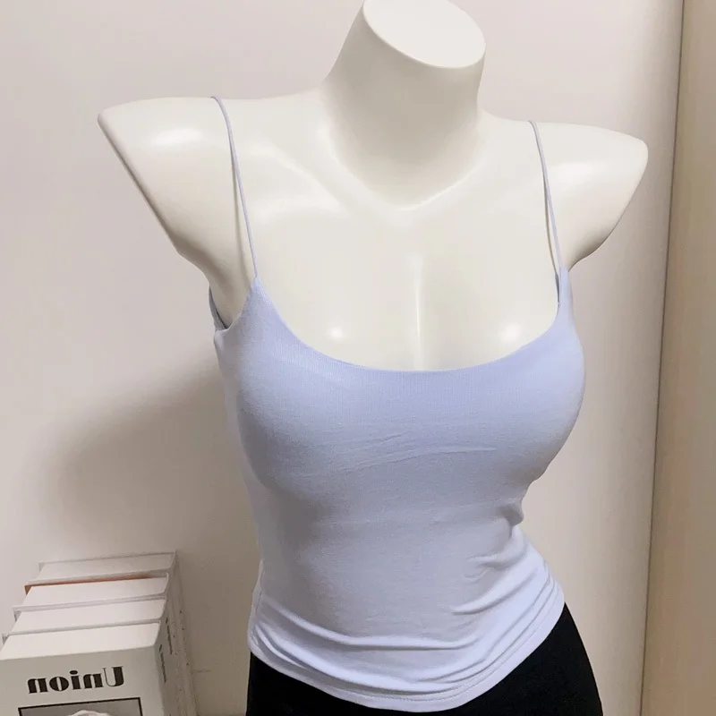Red  Strap Vest Women's Outerwear Summer Beautiful Back Bra Integrated Chest Pad Underwear Beach Outfit Top