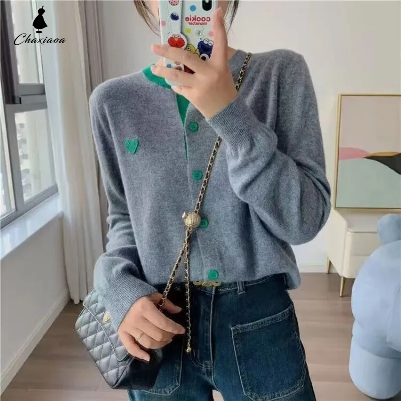 

Fashion Gentle Knitted Cardigan Women Patch Long Sleeve Bottom Top Westernized Loose Sweater Female Coat Spring and Autumn